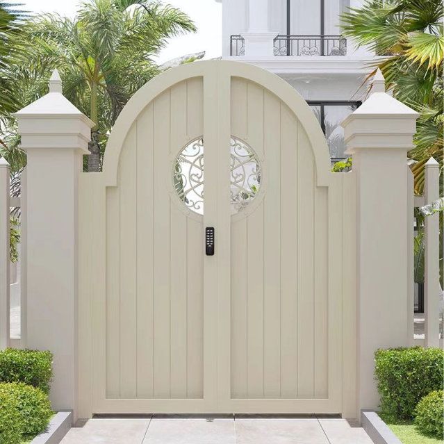 Lekki luksusowy styl francuski Inteligentny aluminium wejściowy bramka imitacja drewna cichego designu