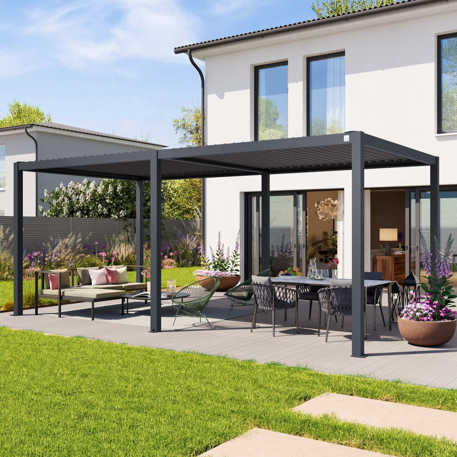 Contemporary Aluminum Pergola Customizable Minimalist Designs-Lightweight & Low-Maintenance