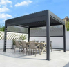 Pergola in alluminio a prova di tempesta con tende a rulli automatici | Ultimata protezione del vento