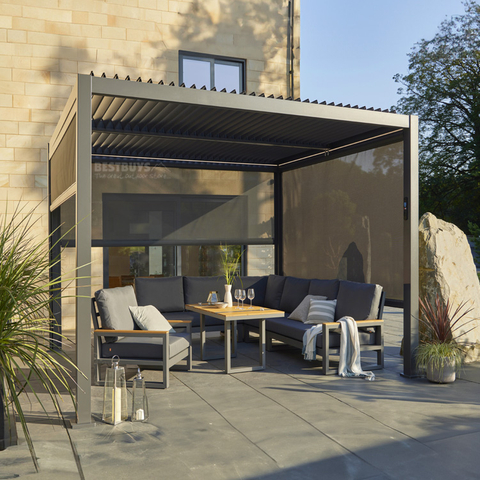 All-Weather and Lightweight Aluminum Pergola with Windproof Curtains