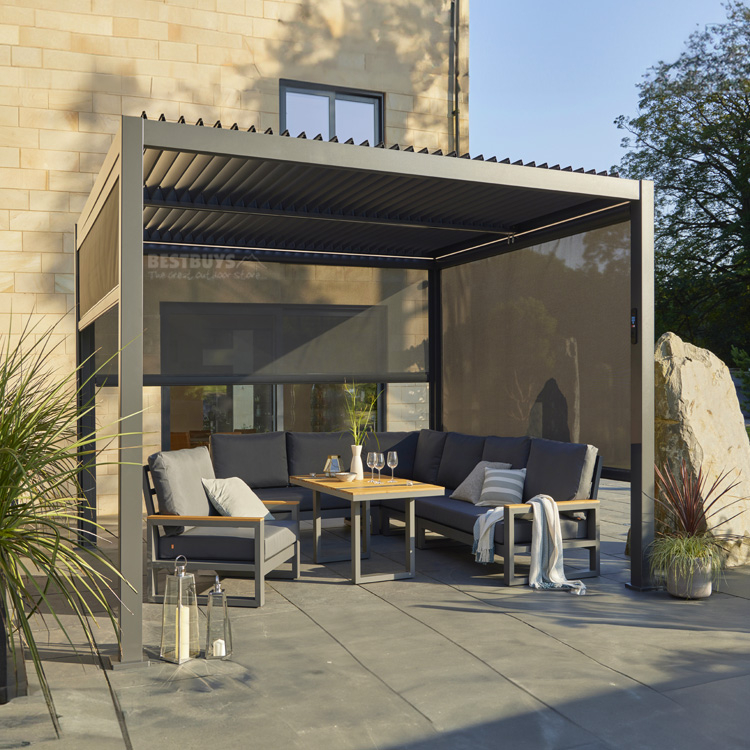 All-Weather and Lightweight Aluminum Pergola with Windproof Curtains