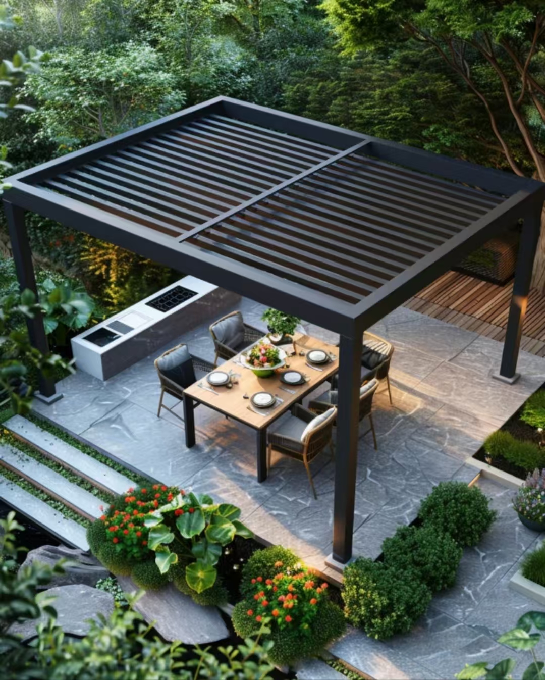 Minimalist Aluminum Pergola - Powder-Coated Weather-Resistant Outdoor Shade