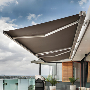 Electric Remote Control Retractable Awning With LED Lighting