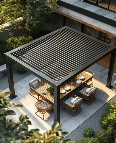 Minimalistyczna aluminiowa pergola-oporny na pogodę odcień na zewnątrz