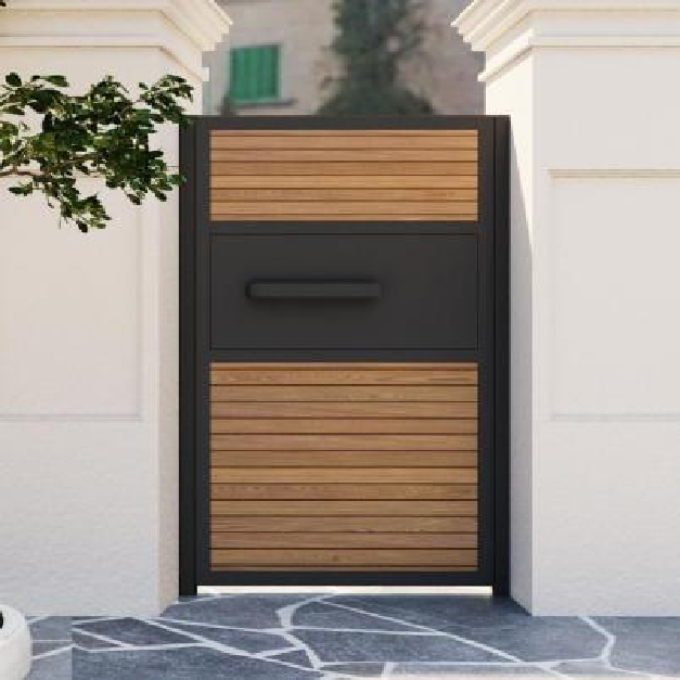 Lekki luksusowy styl francuski Inteligentny aluminium wejściowy bramka imitacja drewna cichego designu