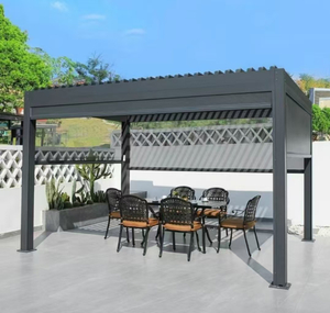 Aluminiowa pergola odporna na burz z zasłonami wałków automatycznych | Ostateczna ochrona wiatru