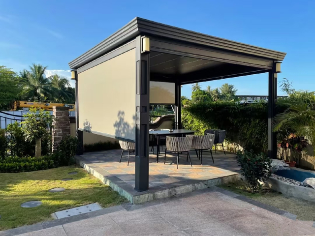 Auto-Adjusting Aluminum Pergola with Storm Curtains | Next-Gen Outdoor Protection