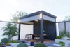 Sturdy Aluminum Pergola with Windproof Curtains – All-Weather Protection