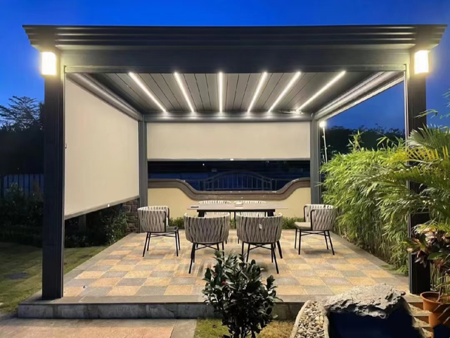 Trwała i luksusowa aluminiowa pergola z zasłonami wiatrów