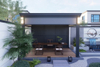 Sturdy Aluminum Pergola with Windproof Curtains – All-Weather Protection